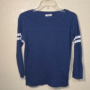 Madewell Women’s XS Long-Sleeve T-Shirt – Blue with White Sleeve Stripes